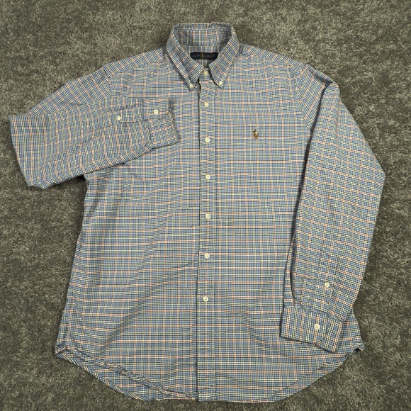 Ralph Lauren Shirt Mens L Blue Red Green L/S Button Down Up Flesh Pony - Picture 2 of 8